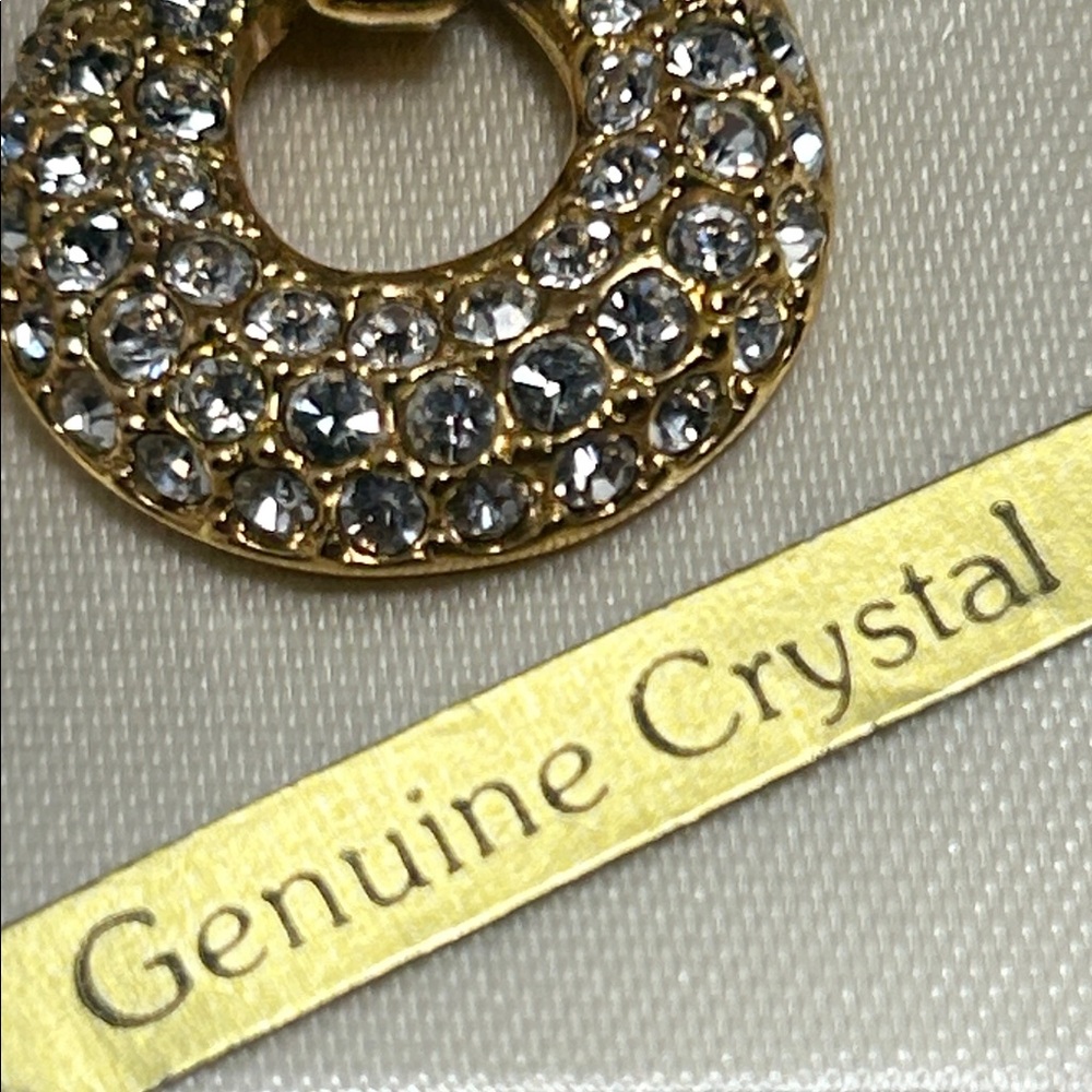 NWB 1” Gold and Crystal Chunky Hoop Earrings - Picture 5 of 10